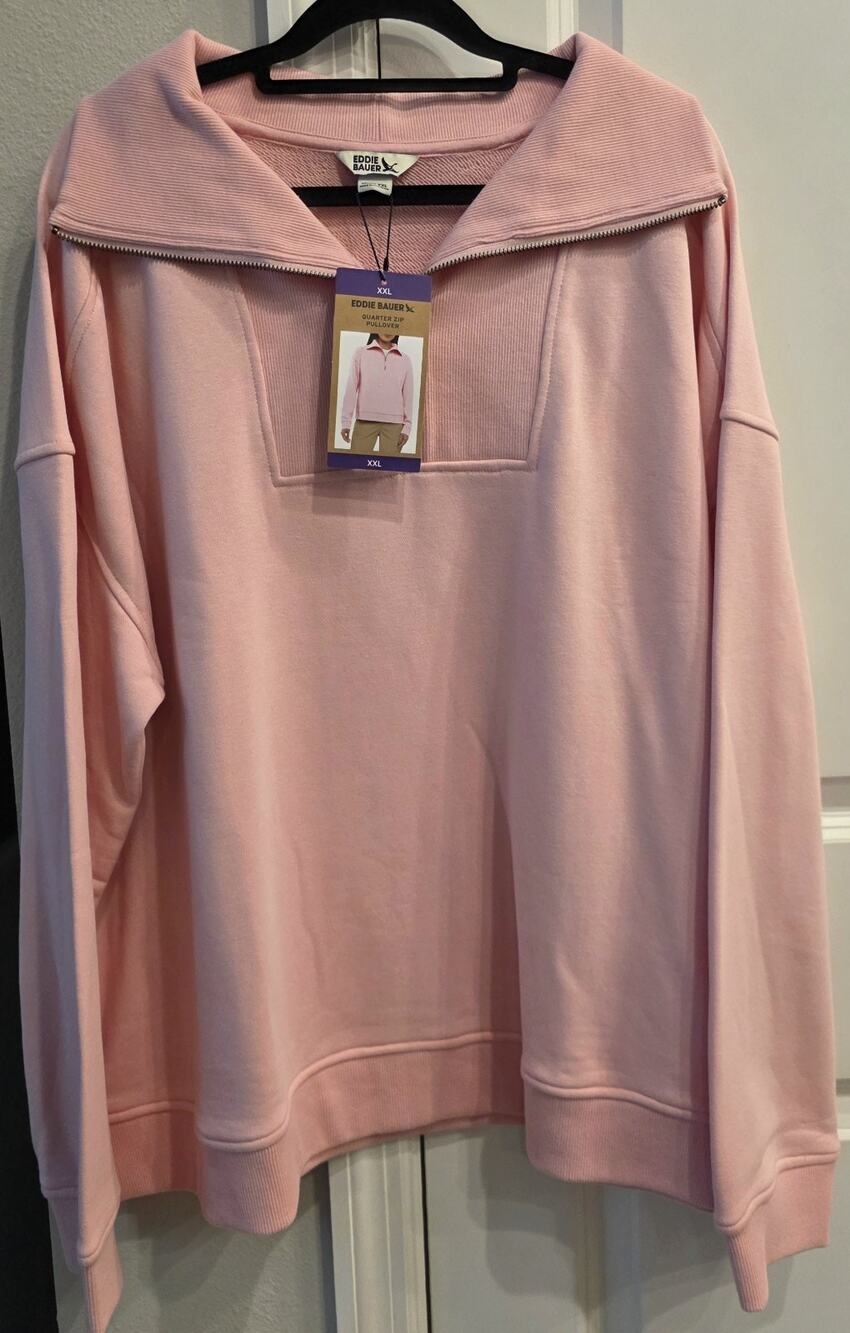 Eddie Bauer Women's 1/4 Zip Pink Pullover Size XXL MSRP $70